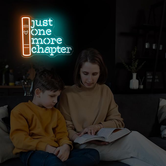 Just One More Chapter Neon Sign, Book Lover Gift, Book Room Decor, Custom Neon Sign, Gifts for Bookworms, Bookish Reader Sign, Book Wall Art, 16.5"x13"