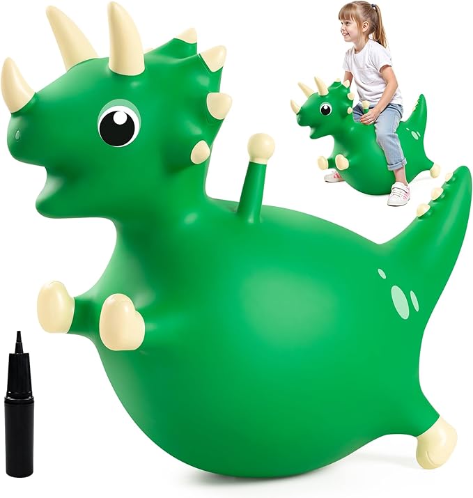 EVERICH TOY Bouncy Dinosaur Hopping Toy, Bouncy Horse Animals Ride on, Outdoor Inflatable Bouncer, Birthday Gifts for Boys Girls 4 5 6 7 8 Years Old Toddler