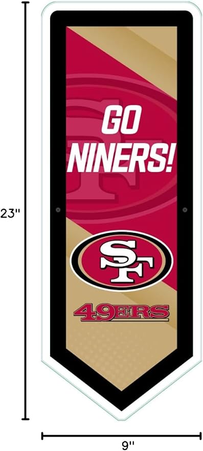 Team Sports America Evergreen NFL San Francisco 49ers | Ultra-Thin LED Light Wall Sign Decor | Large Pennant Banner | 9 x 23 Inches | Made in the USA