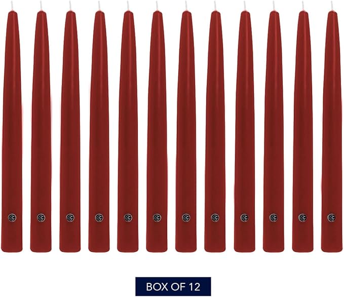 Colonial Candle Unscented Taper Candle, Handipt Collection, Traditional Cranberry, 6 In, Pack of 12 - Up to 4 Hours Burn
