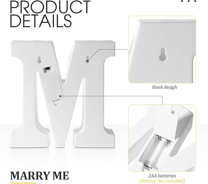 Hortsun Marry Me Light up Letters Proposal Decorations Will You Marry Me Sign Rose Petals 24 LED Candles Romantic Night Light for Proposal Engagement Wedding Anniversary Valentine's Day(Red, Yellow)