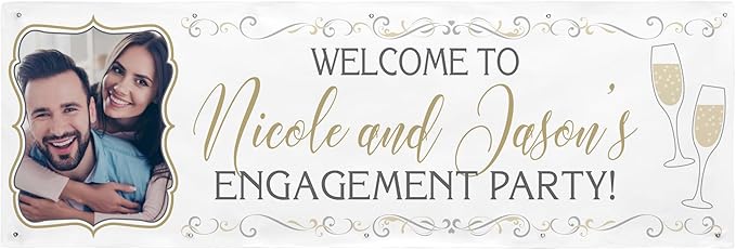 Let's Make Memories Personalized Photo Banner - Birthday, Shower, Wedding, Anniversary, Engagement, Retirement Celebration - Party Decorations - Indoor/Outdoor Vinyl - Any Text + Photo - White - 10ft
