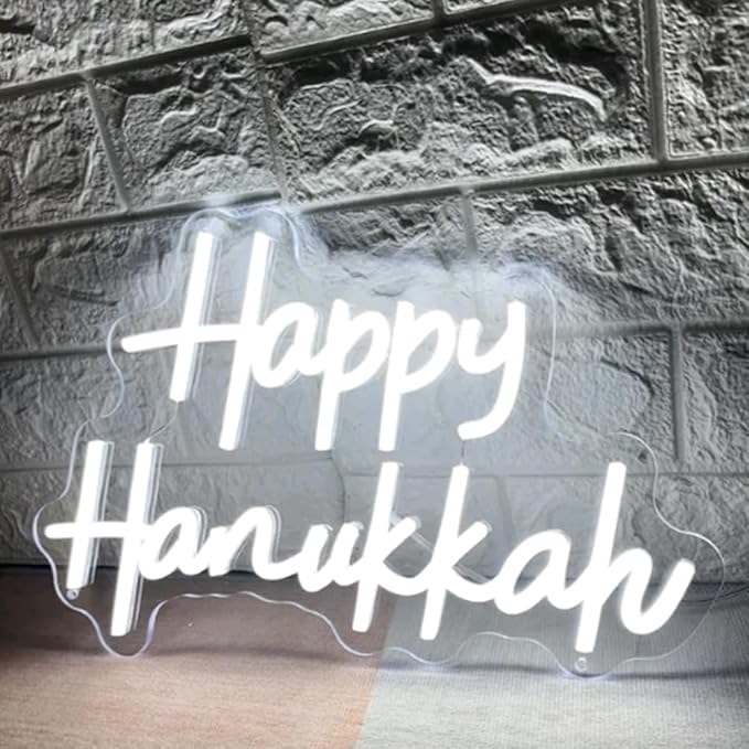 Happy Hanukkah Neon Sign Custom Holidays Neon Sign Festival Led Light For Chanukah Party Decor Happy Holidays Home Wall Decor Hanukkah Gift Size:20inches