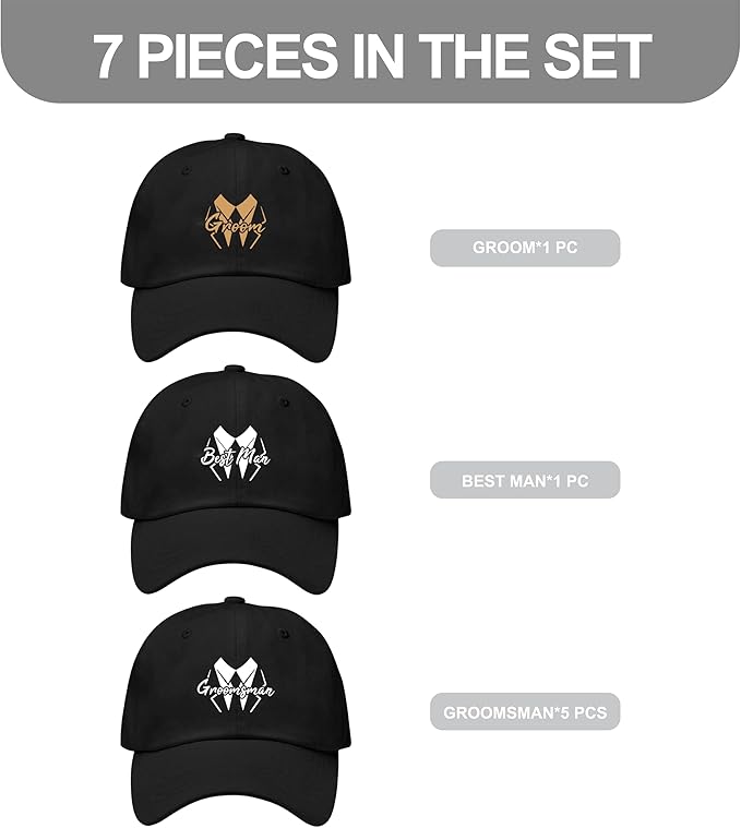 LADY&HOME Bachelor/Bachelorette Party Baseball Hats Set, Embroidered Adjustable Cotton Truck Caps