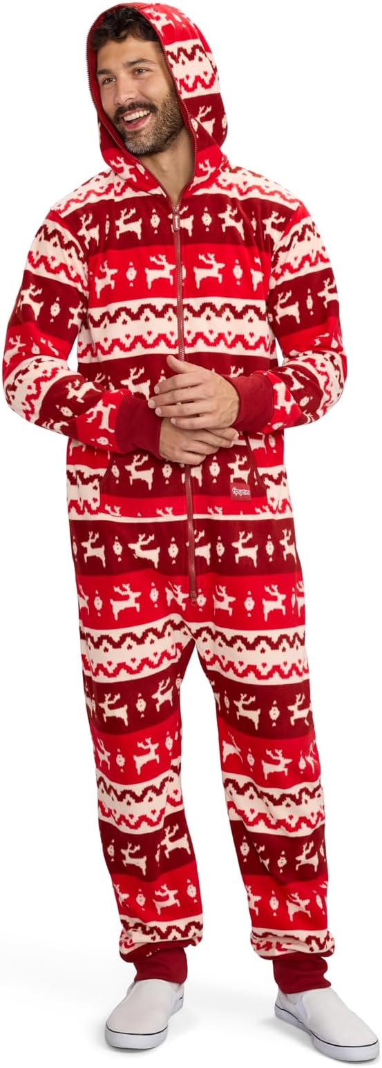 Tipsy Elves Christmas Onesies for Adults - Comfy Unisex Matching Holiday Jumpsuits with Convenient Pockets