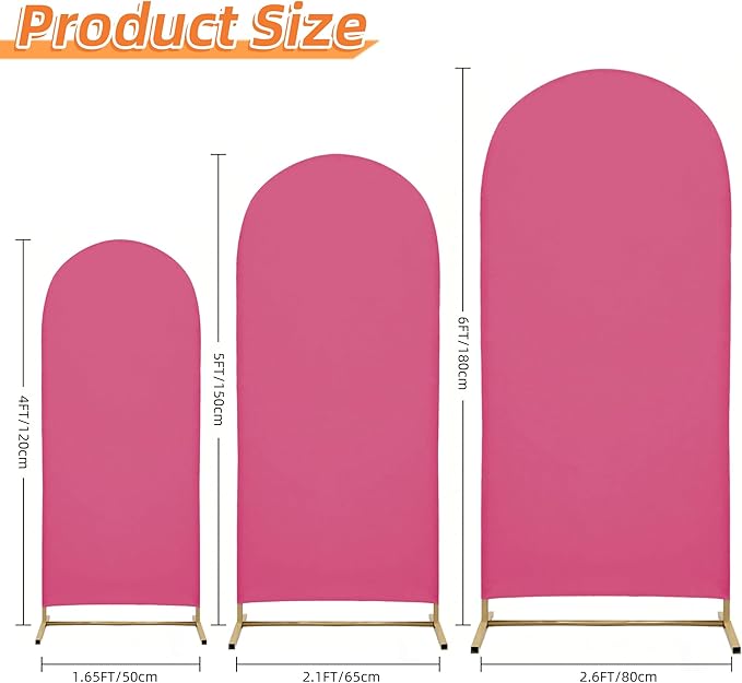 Title: SUKAIKEQA Small Arch Cover Trio – 6FT, 5FT & 4FT Stretch Backdrop Set for Intimate Events, Baby Showers & Photo Nooks – Mini Arch Decor Bundle