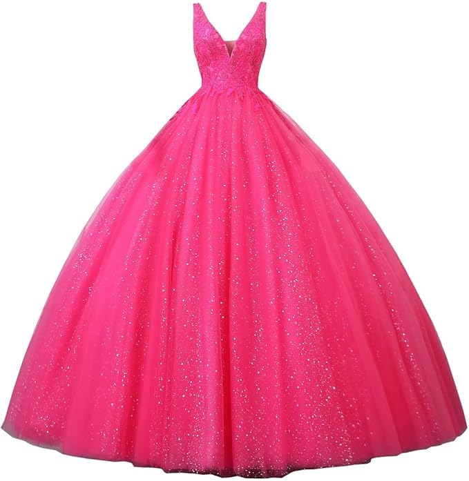 Engerla Women's Beading Sweetheart Ball Gown Tulle Layed Long Quinceanera Dress
