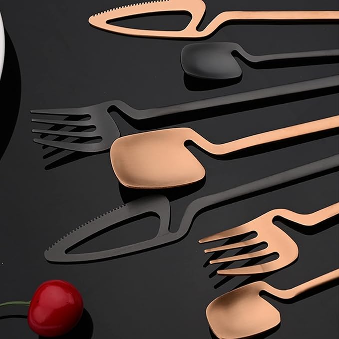 JASHII Flatware Set 32-piece Silverware Set Matte Finished Cutlery Set Service for 8 Include Knife/Fork/Spoon/Coffee spoon Dishwasher Safe (Rose Gold)