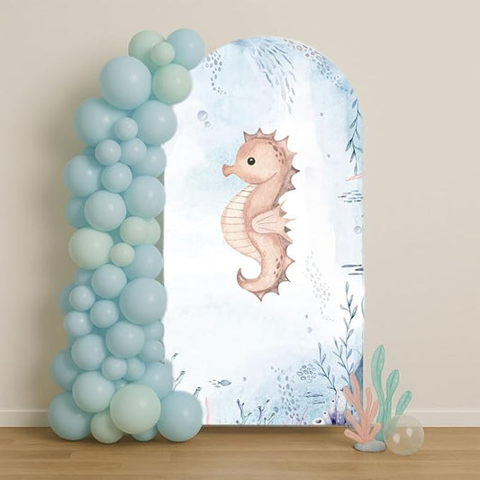 Arch Covers Underwater Birthday Party Decorations Chiara Arched Photography Backdrop Stand Cover for Kids Baby Shower Mermaid Sea Parties Props (3x5ft Cover,GX-2962)
