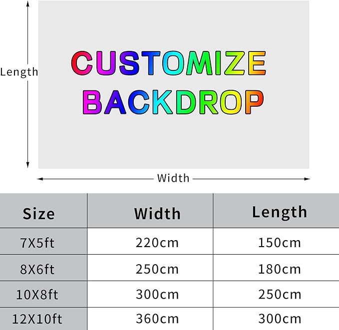 12x8ft Custom Backdrop Personalized Backdrops Personalized Customized Design Your Own Photos Picture Text Logo Kids Birthday Baby Shower Wedding Anniversary Home Decor Custom Banner