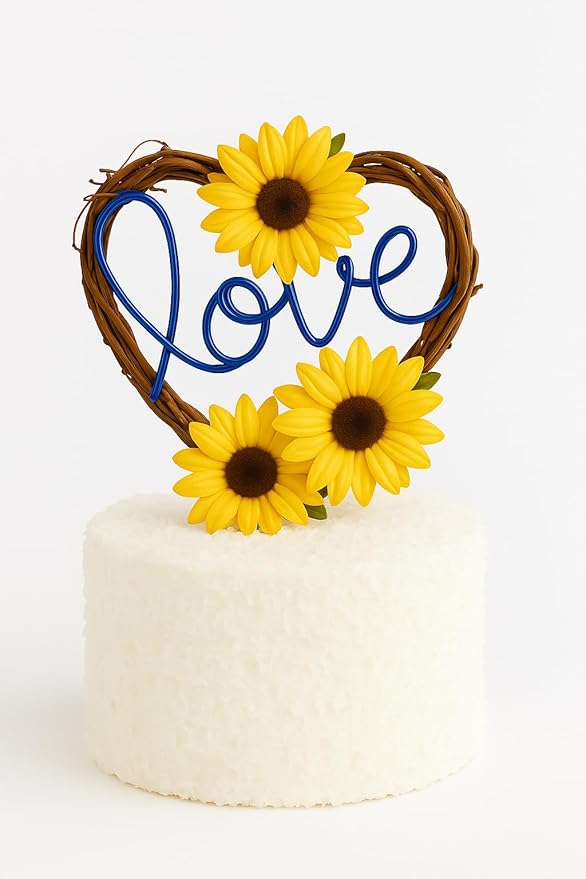 Love Sunflower Cake Topper in Rustic Style for Wedding Reception