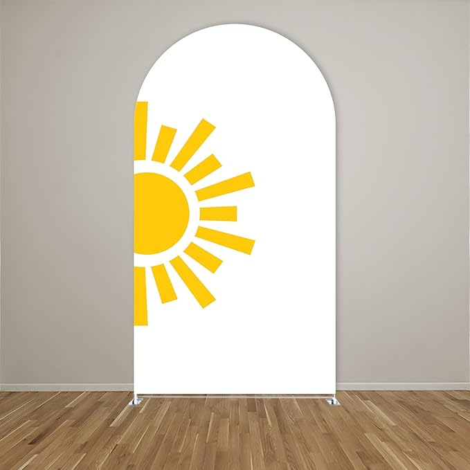 Here Comes The Son Arch Backdrop Cover First Trip Around The Sun Baby Shower Decorations Arch Spandex Cover Groovy Sunshine Birthday Party Fiesta (6x2.6ft Cover,28)