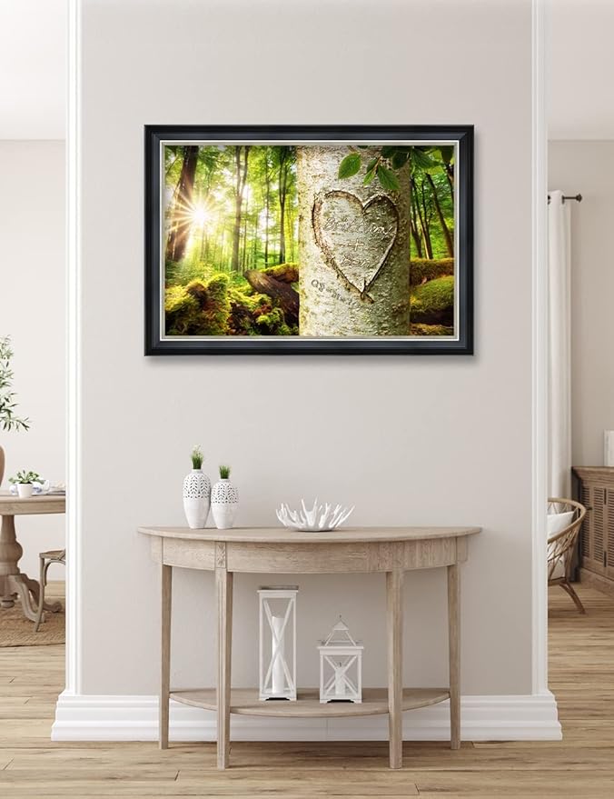 IPIC - Love Evergreen, Personalized Ideal Gift Custom Framed Wall Art with Names and Date, Giclee Prints with Solid Wood Frame, Unique and Memorable Present. Wall Art for Home Decor.