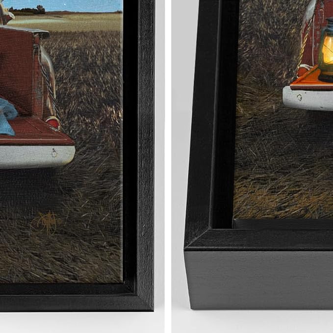 Personal-Prints STARGAZERS | Custom Romantic Wall Art Gift | Personalized With Your Names on the Classic 1954 Chevy | Anniversary, Wedding, Valentine's Day Gift (12"x16" Float Framed Canvas)