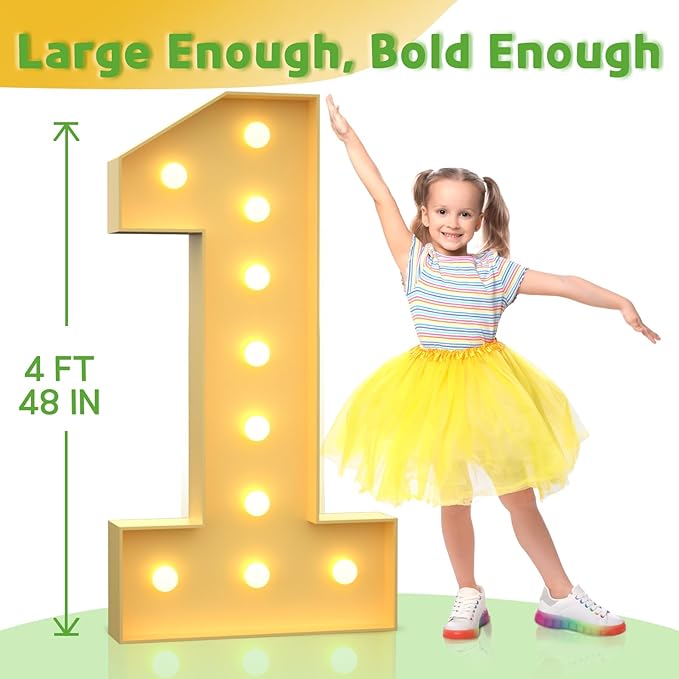 Marquee Numbers 4 Feet Tall Large Light Up Numbers 40th Birthday Decorations Women Men Big Yellow Light Outdoor Anniversary Decorations Balloon Arch Kit Party Backdrop 40