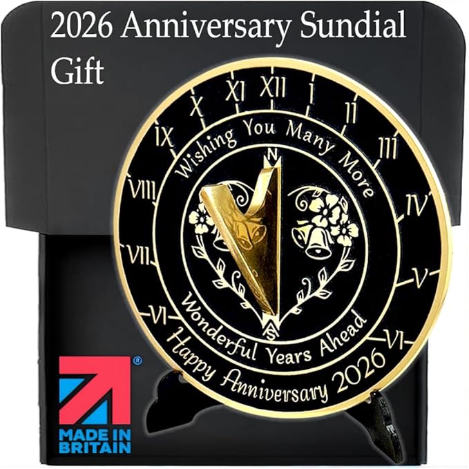 Anniversary Sundial Gift for Any Wedding Anniversary in 2026 - Wonderful Years - Recycled Metal Home Decor Or Garden Present Idea - Handmade in UK for Him, Her Parents Or Couples Celebration