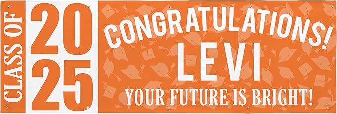 Let's Make Memories Personalized Graduation Banner Class of 2025 - Graduation Party Decorations - Congratulations Banner - Indoor/Outdoor Vinyl - Best in Class - Orange - 10 ft.