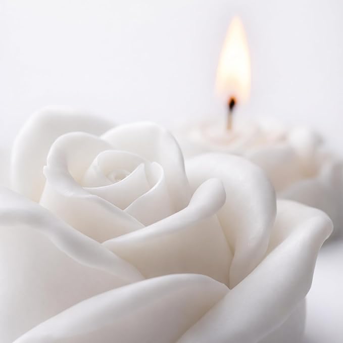White Rose Petal Soy Wax Candles in Bulk – Rose Candle Wedding Favors for Guests, Personalized Candle Favors for Bridal Shower & Baby Shower Gifts – Dried Flower & Wax Seal Design (80 Pieces)