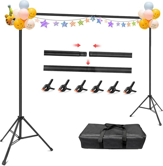 Hemmotop Photo Backdrop Stand, 10x7ft (WxH) Background Stand for Photoshoot, Backdrops Support kit with Carry Bag for Parties, Photography, Projector Screen, Wedding, Decoration, Balloons