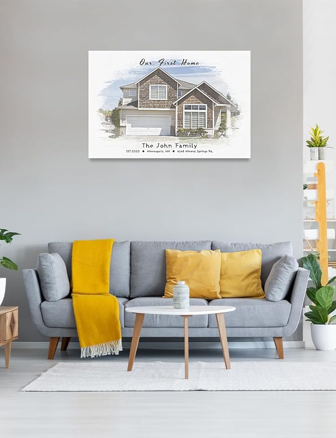 IPIC - Custom Watercolor House Portrait. Watercolor House Painting Personalized Housewarming Gift Custom Giclee Print Includes Names and the Special Date. W 30" x H 20" Ready to Hang.