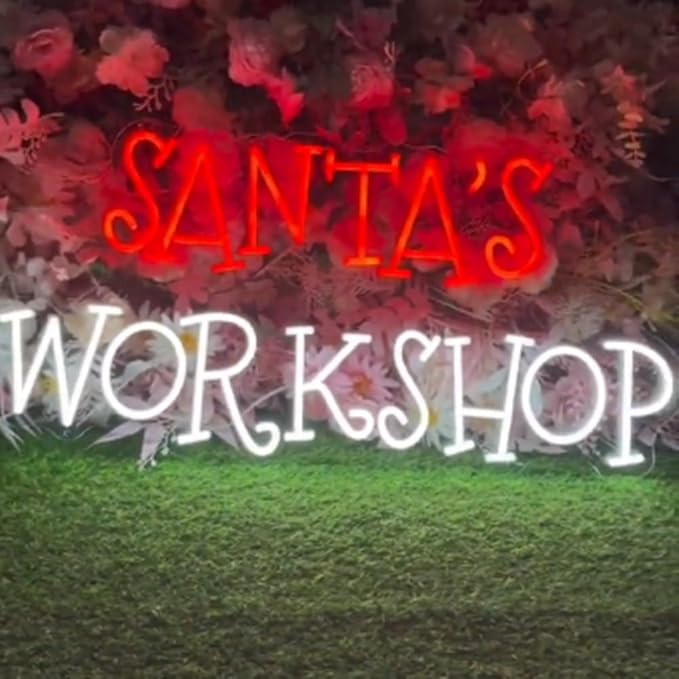 Santa's WorkShop Neon Sign, Custom Christmas Workshop Neon Light Decor, Santa Holiday Toy Shop Window Decor Santa Lover Gift Christmas Gift Size:20x10inches