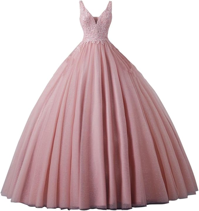 Engerla Women's Beading Sweetheart Ball Gown Tulle Layed Long Quinceanera Dress