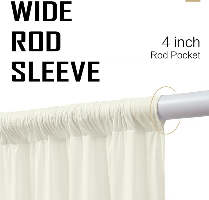gogoparti 20ft x 12ft Ivory Wrinkle-Free Backdrop Curtain for Wedding Parties, Thick Polyester 4 Panels 5x12ft for Wedding Birthday Baby Shower Halloween Photography Party Background