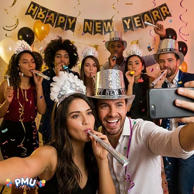 PMU New Year's Eve Party Supplies 2026 Sterling Party Kit Assortment for 25 persons - New Year's Eve Decorations Supplies, Outfits for Adults, Men and Women (25/psn) Pkg/1