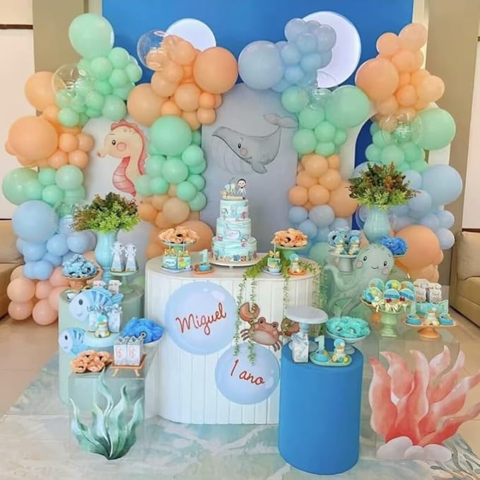 Arch Covers Underwater Birthday Party Decorations Chiara Arched Photography Backdrop Stand Cover for Kids Baby Shower Mermaid Sea Parties Props (3.3x6.5ft Cover,GX-2961)