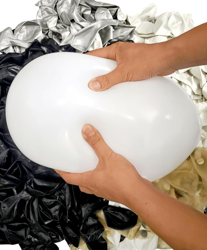 300 Pcs Black Silver Confetti Balloons Set Lncludes 12 inch Black White Silver and Confetti Balloon for Birthday Party Supplies Wedding Graduation Decorations
