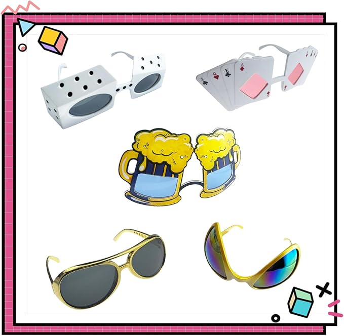 16 Pack Funny Sunglasses Novelty Party Glassses Masks for Adults Cool Shaped Funny Party Eyeglasses, Photo Booth Props Sunglasses Dress Up Costume Glasses Pack