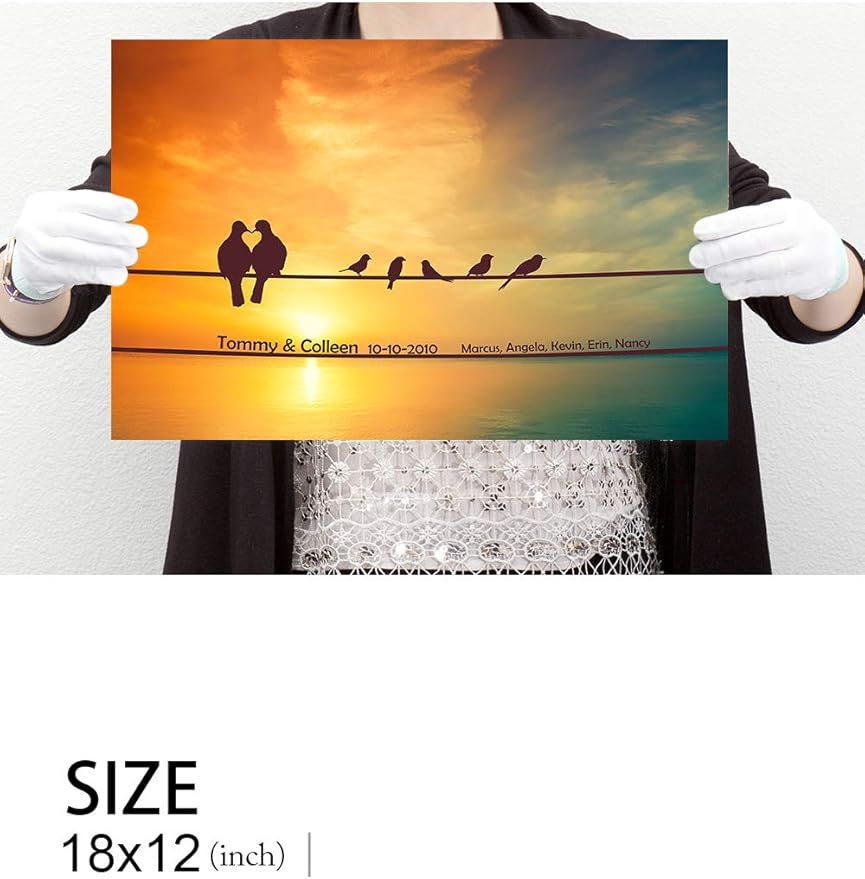 IPIC - We Are Family Personalized Artwork with Names, Customized Gift for Anniversary, Giclee Canvas Wall Art.. 18x12