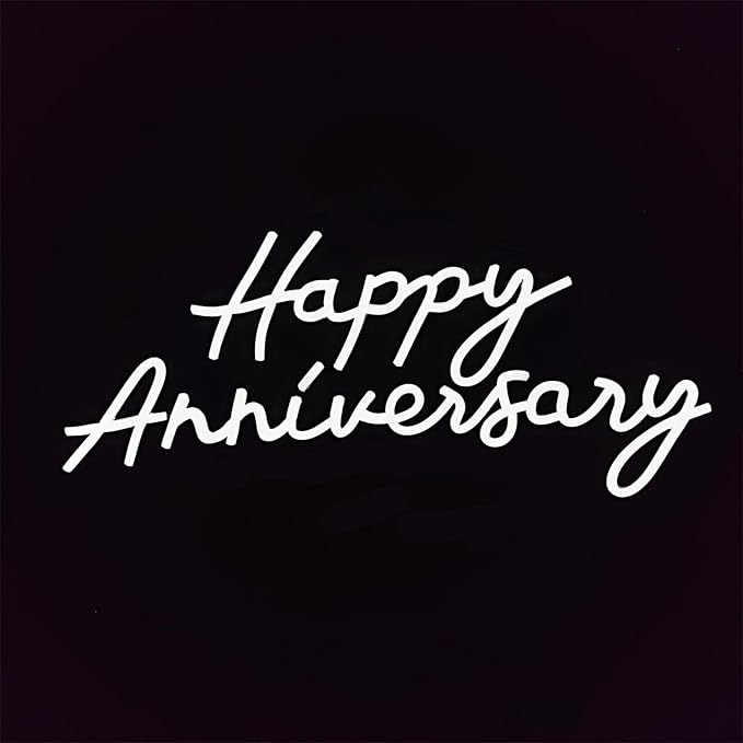 Happy Anniversary Neon Sign,Led Signs, Decoration Neon Lights for Bar Pub Christmas, Restaurant, Bedroom Wall Decor Cute Neon Signs Engagement Birthday Wedding Party,SIGNVIA,Size:55 * 24.5cm