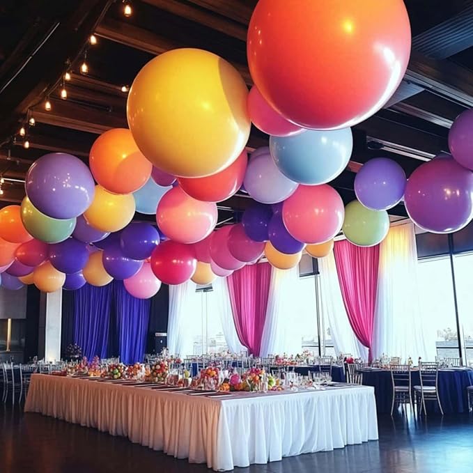 100 Pcs Giant Balloons Kit 18 24 36 Inch Mixed Size Latex pool Balloon, With 10 Colors - Party Decoration Supplies for Birthdays, Weddings, Events