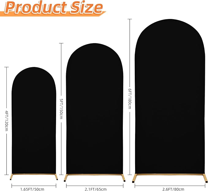 Title: SUKAIKEQA Small Arch Cover Trio – 6FT, 5FT & 4FT Stretch Backdrop Set for Intimate Events, Baby Showers & Photo Nooks – Mini Arch Decor Bundle