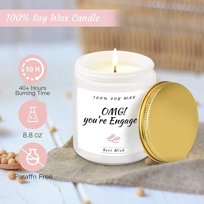 Engagement Gifts for Couples Women, Cool Wine Engaged Tumbler Gift Set Newly Presents for his and her him Fiance Fiancee Friend, Girlfriend Boyfriend Ideas with Straws, Socks, Candle & Greeting Card