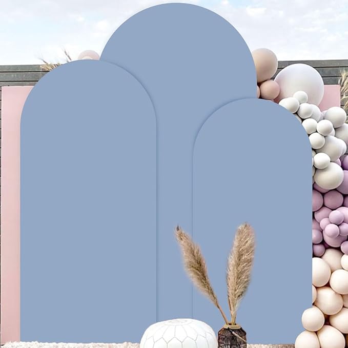 Set of 3 Wedding Arch Cover 6ft 6.6ft 7.2ft Dusty Blue Arch Cover Chiara Backdrop Cover Spandex Fitted Arch Stand Cover Balloon Arch Covers Stretchy Backdrop for Baby Shower Party Ceremony