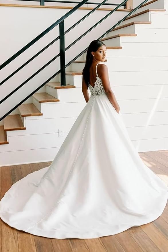 Boho Lace Wedding Dresses for Bride 2026 Tulle Long Sleeve Wedding Dress Ball Gowns Satin Mermaid Bridal Gown