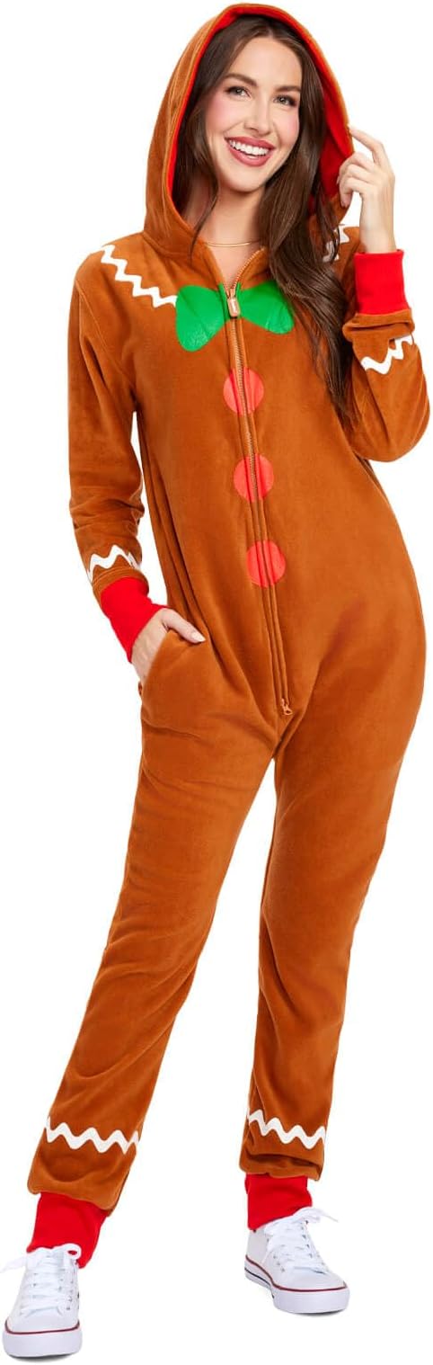 Tipsy Elves Christmas Onesies for Adults - Comfy Unisex Matching Holiday Jumpsuits with Convenient Pockets