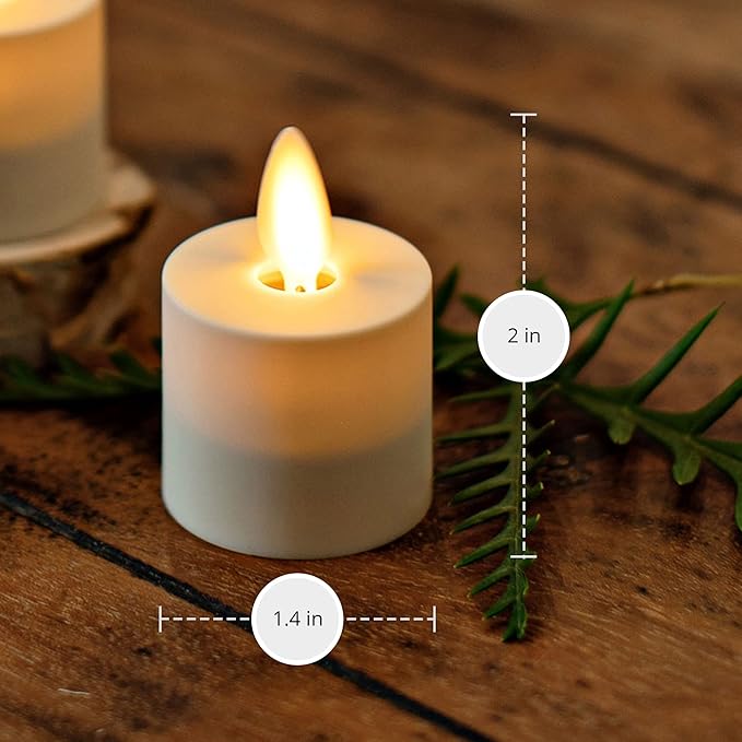 Luminara Flameless LED Tea Light Candle, 1.4" x 2", Pack of 2, Pearl Ivory, Real Flame, Battery Operated w/Remote Timer Function, Paraffin Wax