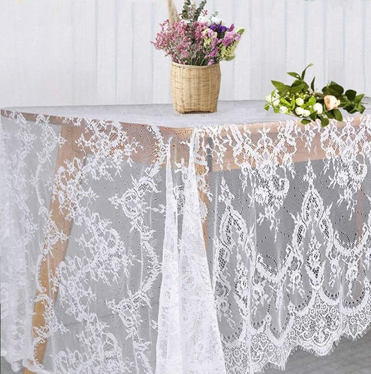 3 Pack White Lace Tablecloth 60 × 120 Inch Lace Table Cloth for Rustic Boho Wedding Bridal Shower Party Decoration Classy Rectangle Overlay Long Vintage Embroidered Reception Table Cloth Decor