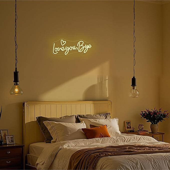 Love You Bye Neon Sign Above Door Led Light Neon Signs For Wall Decor Warm White Entryway Hallway Neon Light Graduation Bedroom Home Wedding Party Bar Modern Decoration Birthday Gift