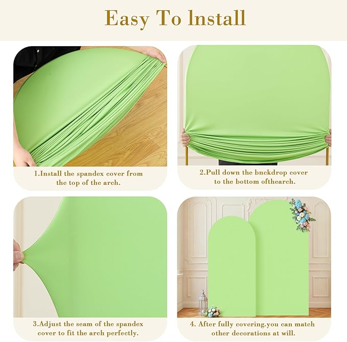 Sage Green Arch Backdrop Cover Set of 2 Spandex 7.2 and 6ft Arch Covers Stretchy Backdrop Birthday Party Arch Stand Covers for Baby Shower Wedding Bridal Shower Banquet Photo Background Decorations