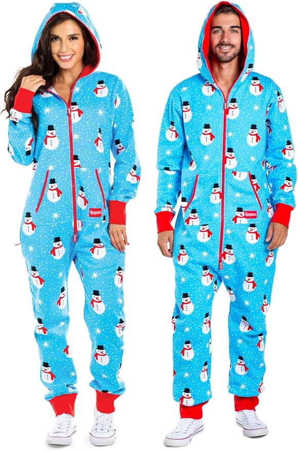 Tipsy Elves Christmas Onesies for Adults - Comfy Unisex Matching Holiday Jumpsuits with Convenient Pockets