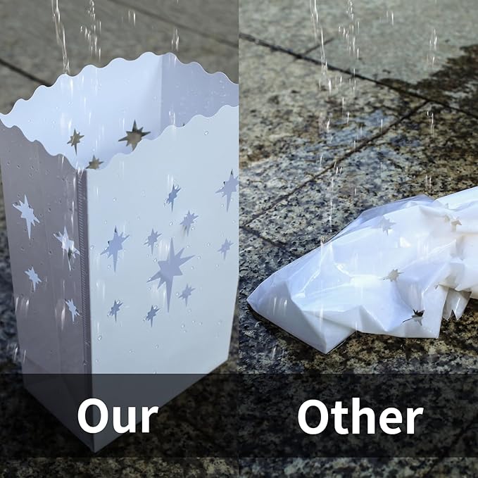 2025 New Waterproof 100 Pcs - Luminary Bags with Flameless Candles - Plastics Reusable Luminaries with Led Lights - Christmas Luminary Bags for Outdoors Birthday Wedding Thanksgiving Party Decor