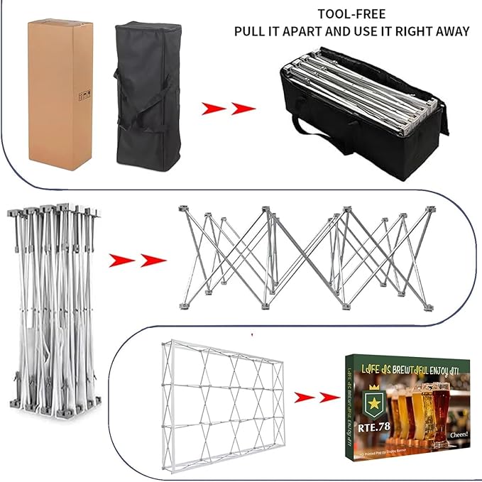 Fabric Pop Up Display Customized 7.5x12.5 FT Straight Trade Show Exhibit Booth Trade Show Backdrop Display Pop-Up Tension Fabric Displays