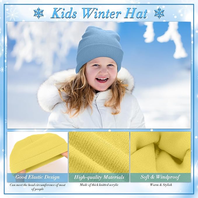 Xtinmee 100 Pcs Kids Winter Beanie and Gloves Bulk Warm Knit Hat Stretchy Full Fingers Gloves Pack Unisex Cold Weather Set