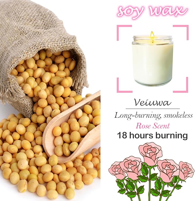 24 Pcs 6 Oz Rose Scented Soy Candles Set,Mason jar Bulk Candles for Gifts,Aromatherapy Candle,Great Stress Relieving Scented Candle for Girls as a Gift for Birthdays, Weddings and More!