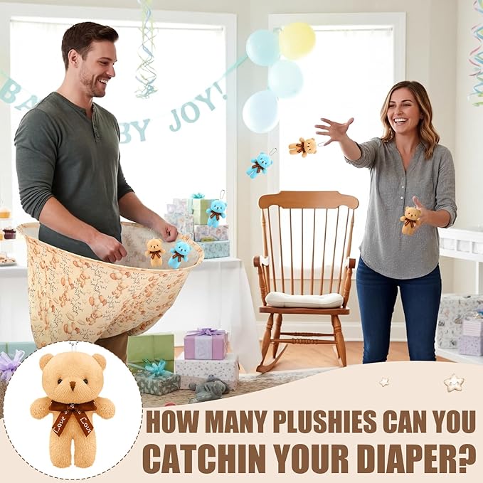 22 Pcs Funny Bear Baby Shower Diapers Games Activities Fun Bridal Shower Games How Many Plushies Can You Catch in Your Big Diaper Gender Reveal for Boys Girls Adults