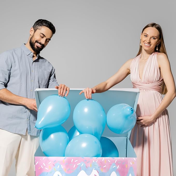 AmazingSpark 28in Jumbo Gender Reveal Gift Box Kit with Oversized Box Giant Pull Bows for Gender Reveal Baby Shower Birthday Party Decor(What's the Scoop)